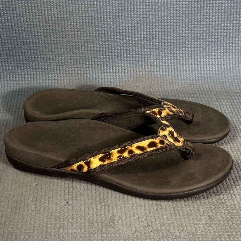 Vionic Women’s Tide‎ II Brown Leopard Print Arch Support Thong Sandals Size 8 - Picture 2 of 9